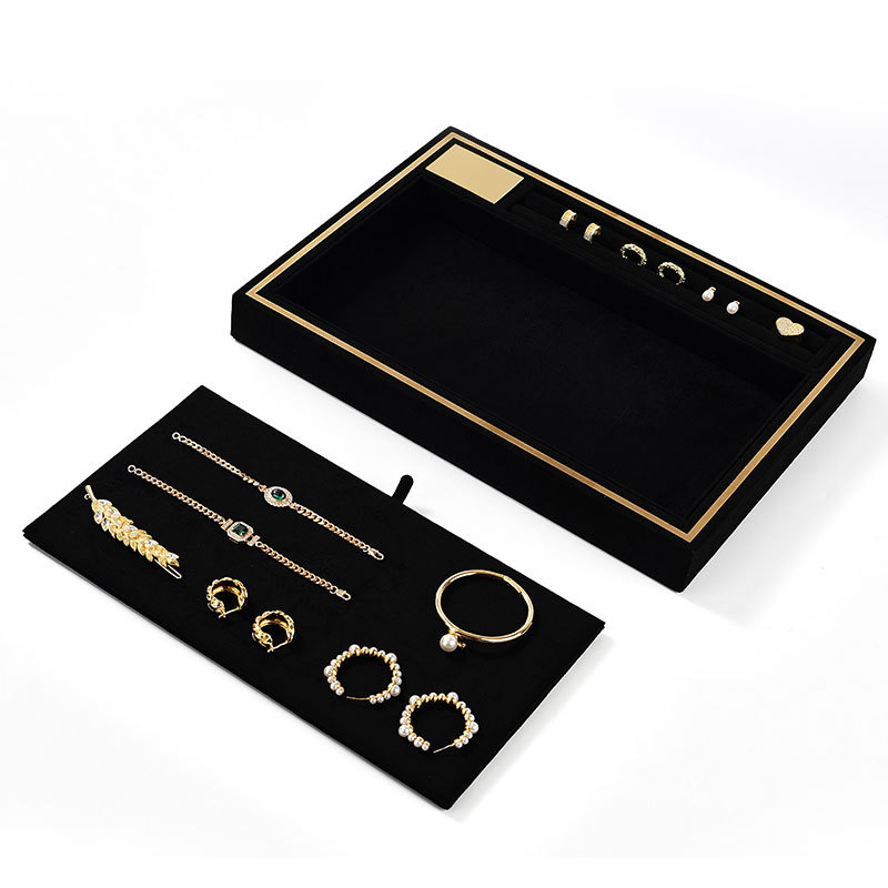 FANXI Custom Black Velvet Metal jewelry display tray