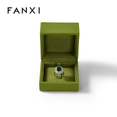 FANXI Custom Fluorescent Green leatherette paper Ring Box