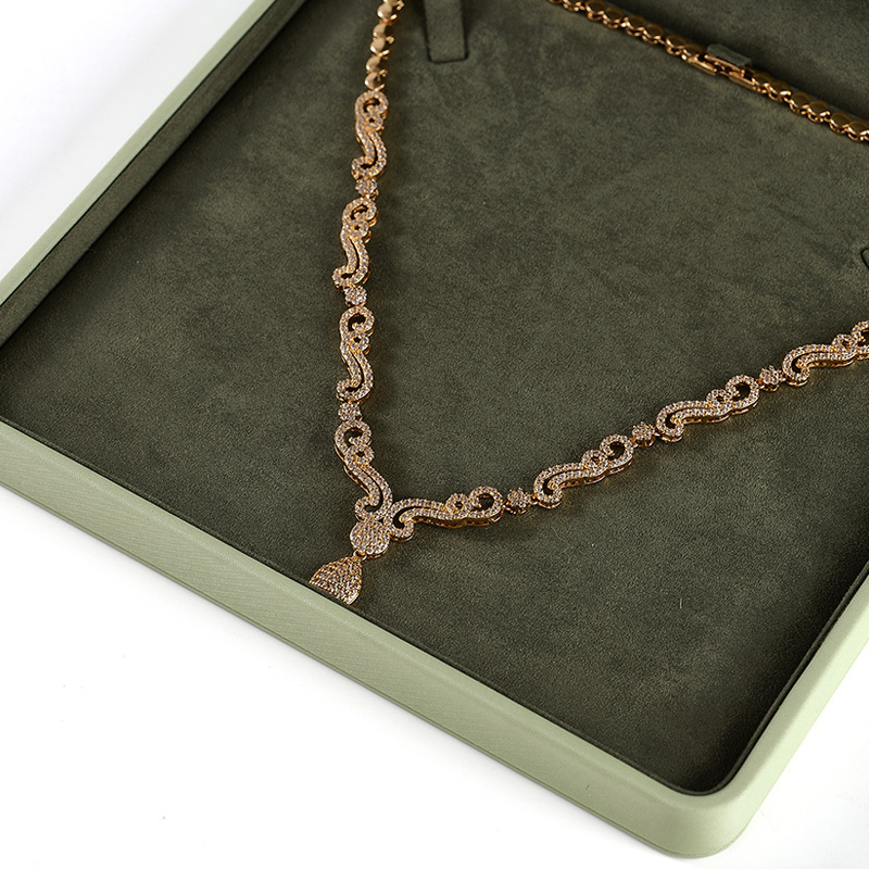 FANXI Custom Green Microfiber leather Jewelry Box