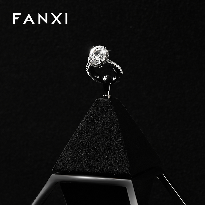 FANXI High quality Black Microfiber Ring display stand