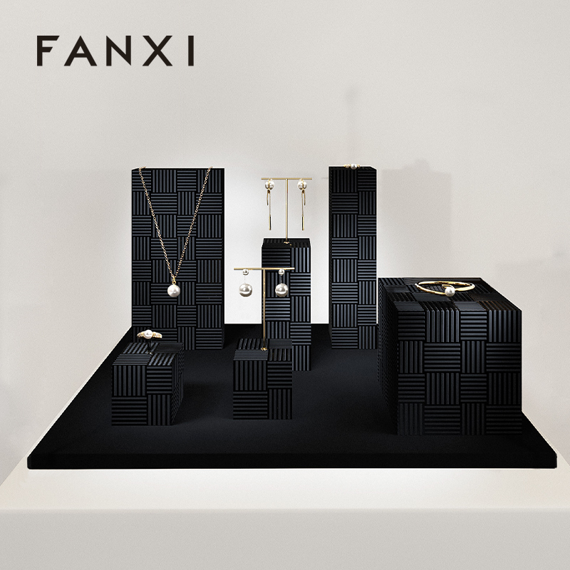 FANXI New arrival Black Microfiber Jewelry display set series