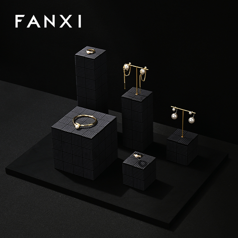 FANXI New arrival Black Microfiber Jewelry display set series