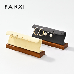 FANXI New Microfiber Wooden leather Earring holder