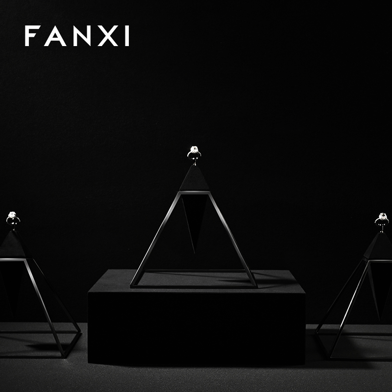FANXI High quality Black Microfiber Ring display stand
