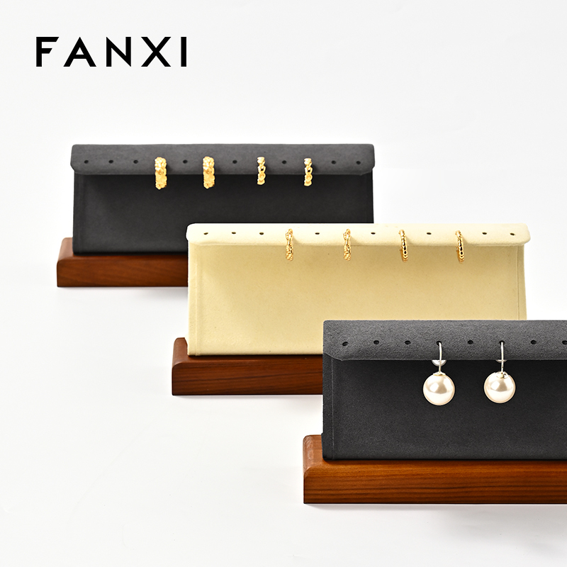 FANXI New Microfiber Wooden leather Earring holder