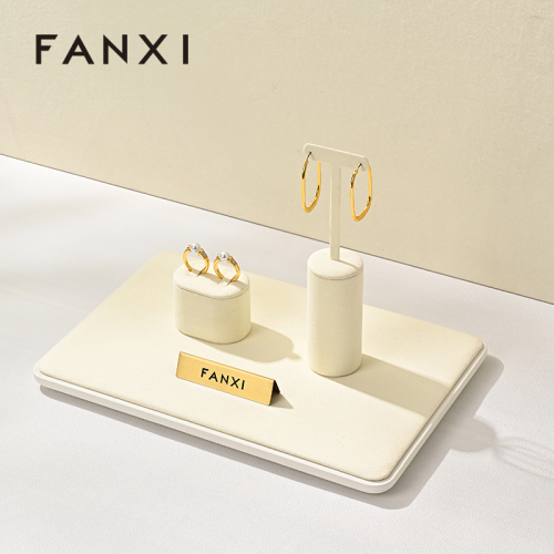 FANXI factory Beige Microfiber Jewelry Display Plate