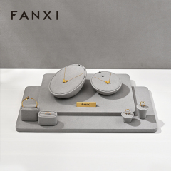 FANXI New arrival Grey Microfiber Jewelry Combination Set
