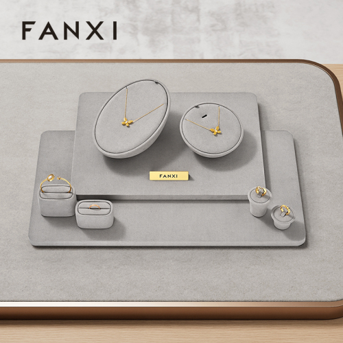 FANXI New arrival Grey Microfiber Jewelry Combination Set