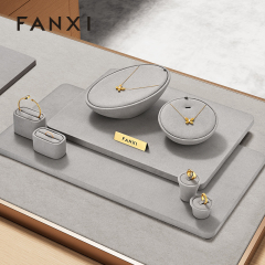 FANXI New arrival Grey Microfiber Jewelry Combination Set