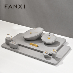FANXI New arrival Grey Microfiber Jewelry Combination Set