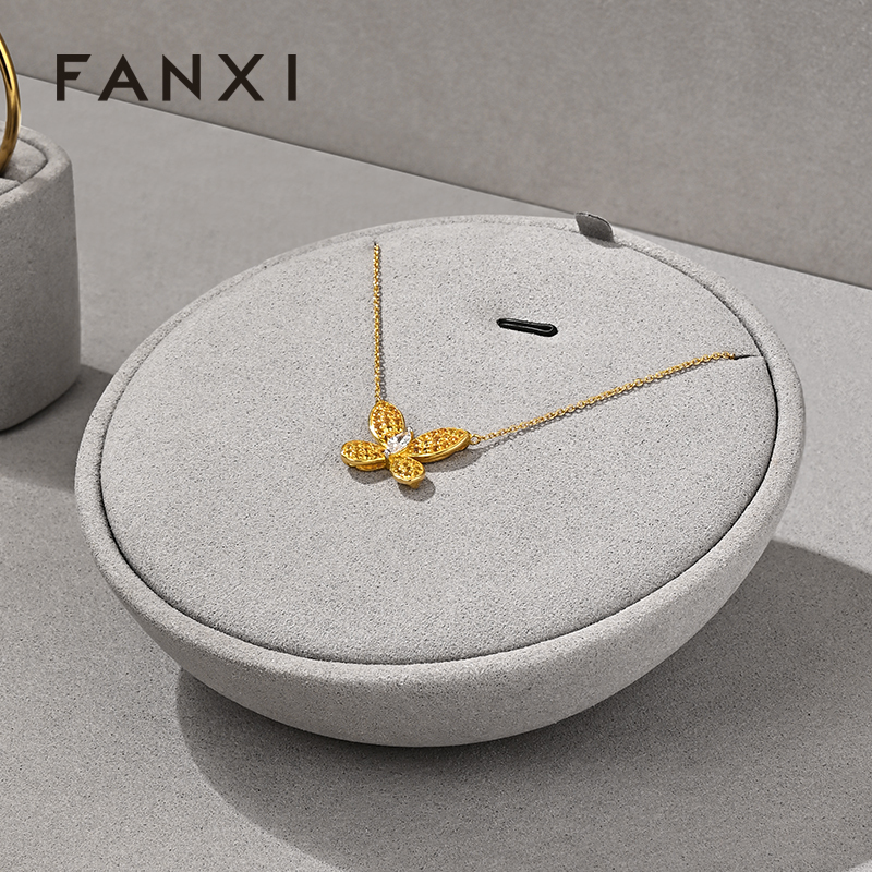 FANXI New arrival Grey Microfiber Jewelry Combination Set