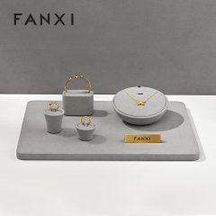 FANXI New arrival Grey Microfiber Jewelry Combination Set