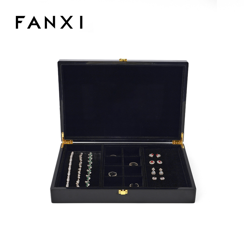 FANXI Custom paino painting velvet Black Jewelry case