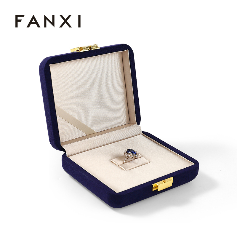 FANXI Custom Microfber silk purple Ring Box