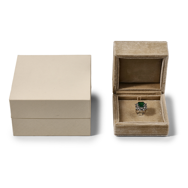 FANXI Custom paper velvet Coffee color Ring Box