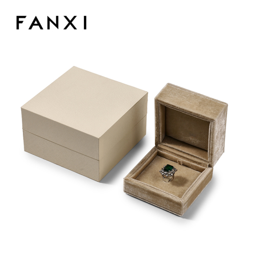 FANXI Custom paper velvet Coffee color Ring Box