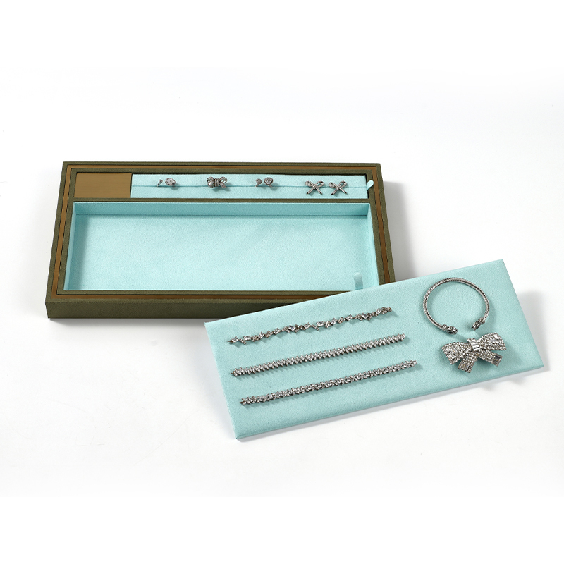 FANXI Custom blue and green Suede Jewelry plate