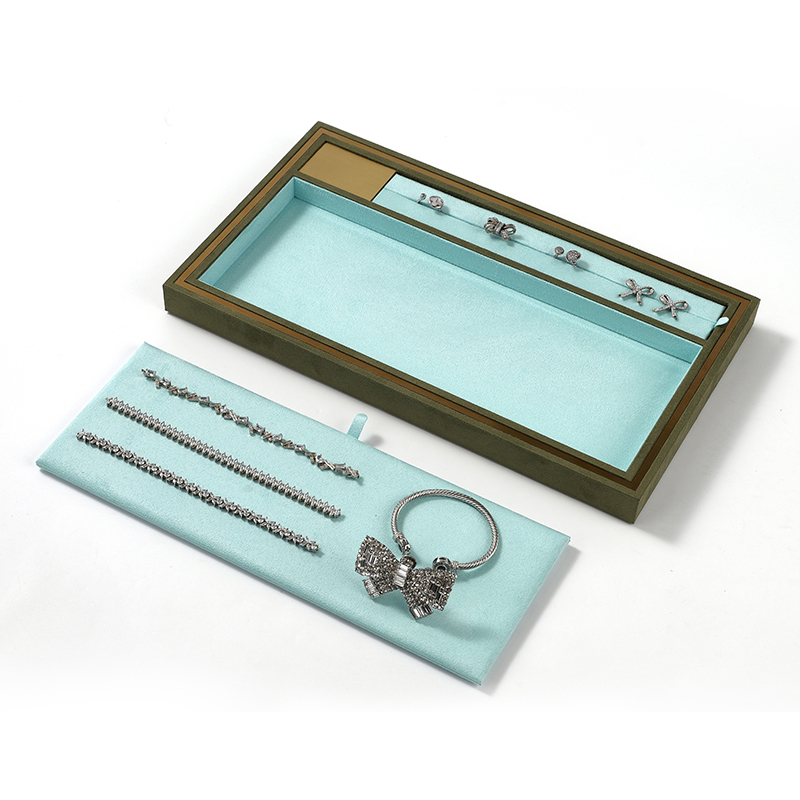 FANXI Custom blue and green Suede Jewelry plate
