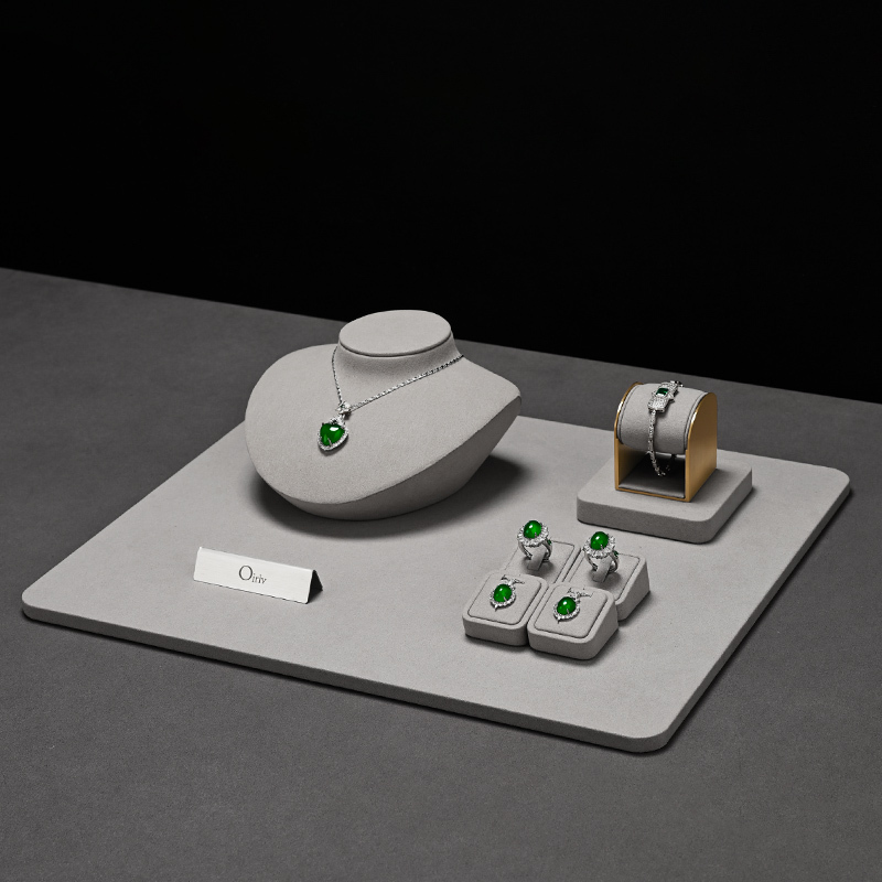 FANXI High end Gray Microfiber jewellery display set