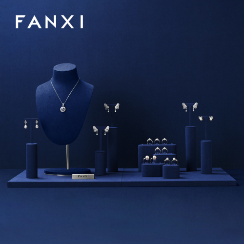 FANXI High end Blue microfiber Jewelry Display