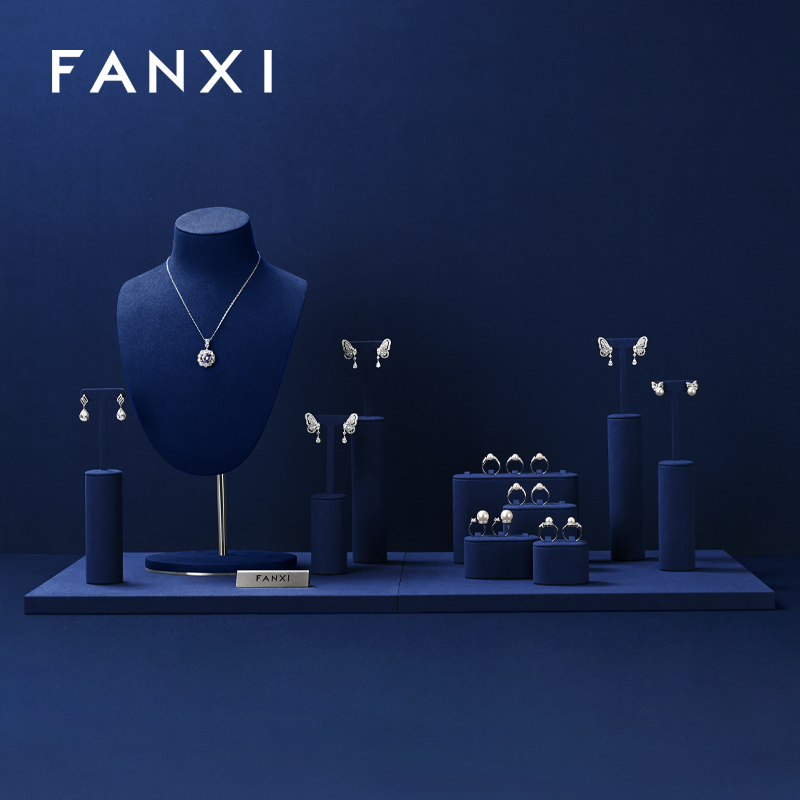 FANXI High end Blue microfiber Jewelry Display