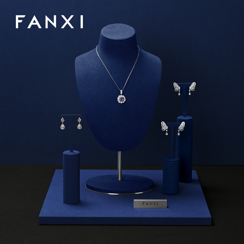 FANXI High end Blue microfiber Jewelry Display