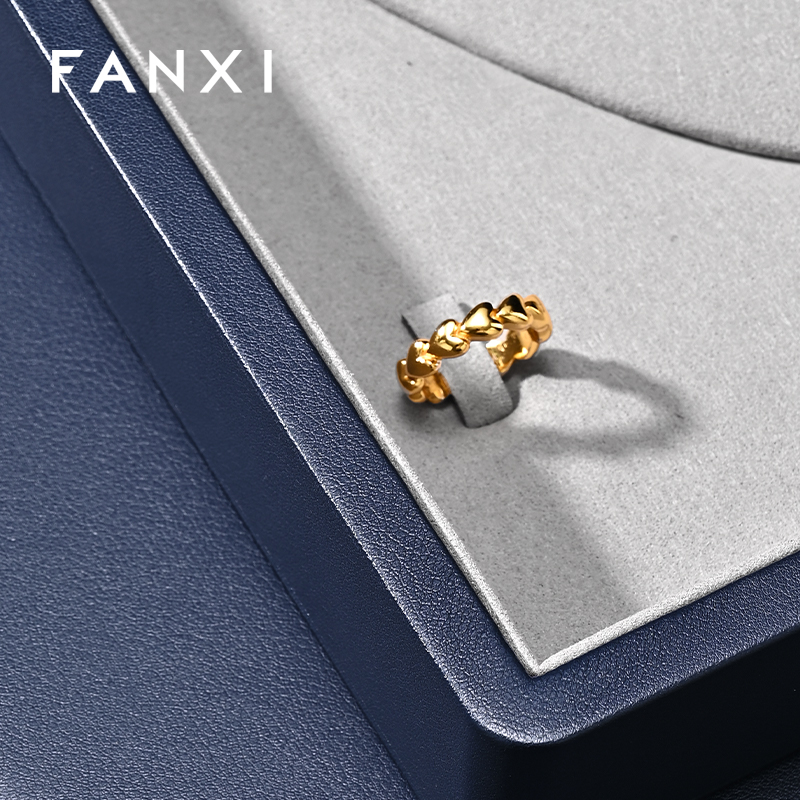 FANXI Fashion blue Microfiber leather jewelry case