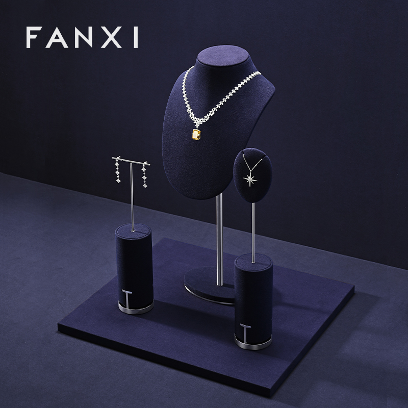 FANXI High quality Blue Metal Jewelry display set