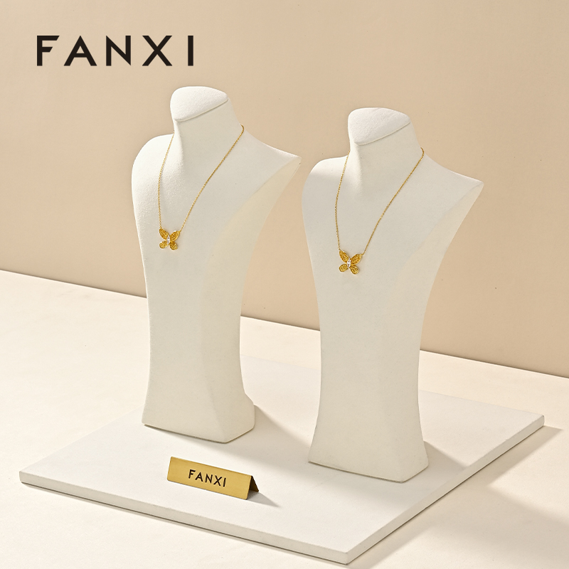 FANXI New arrival off white microfiber jewelry bust