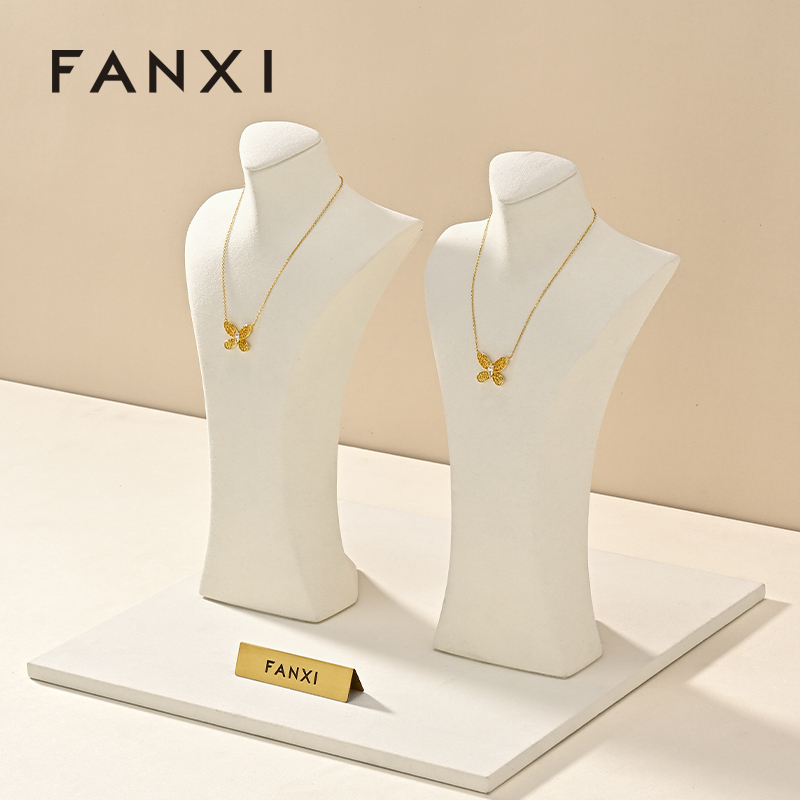 FANXI New arrival off white microfiber jewelry bust
