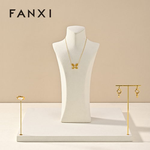 FANXI New arrival off white microfiber jewelry bust