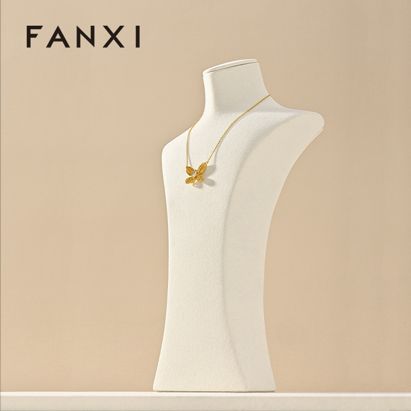 FANXI New arrival off white microfiber jewelry bust