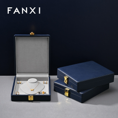 FANXI Fashion blue Microfiber leather jewelry case