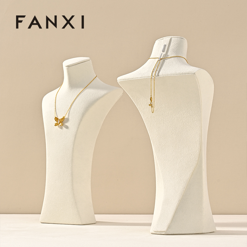 FANXI New arrival off white microfiber jewelry bust