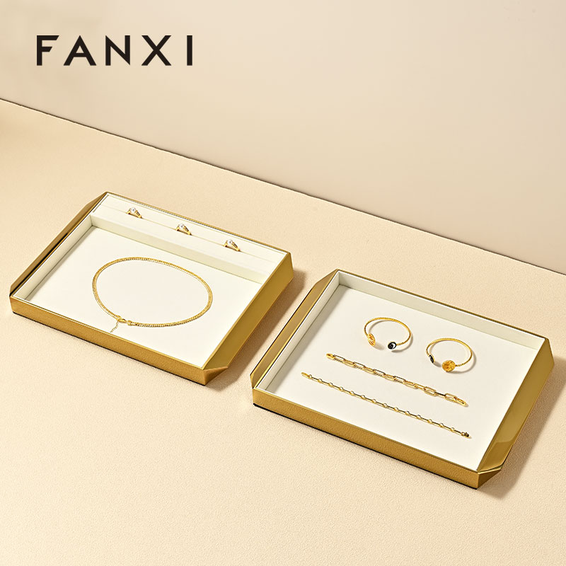 FANXI Hot sale shiny gold metal Jewelry Display Plate