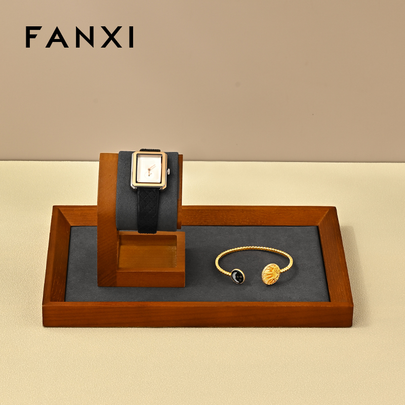 FANXI Luxury beige Woodeny Watch display stand