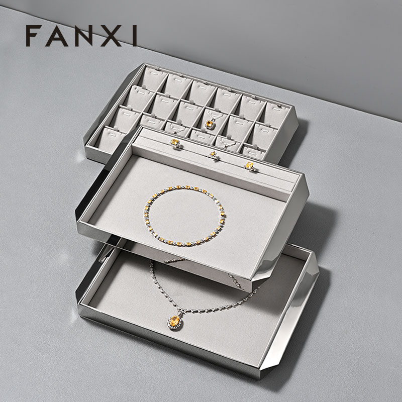 FANXI Hot sale glossy silver metal Jewelry Display Plate