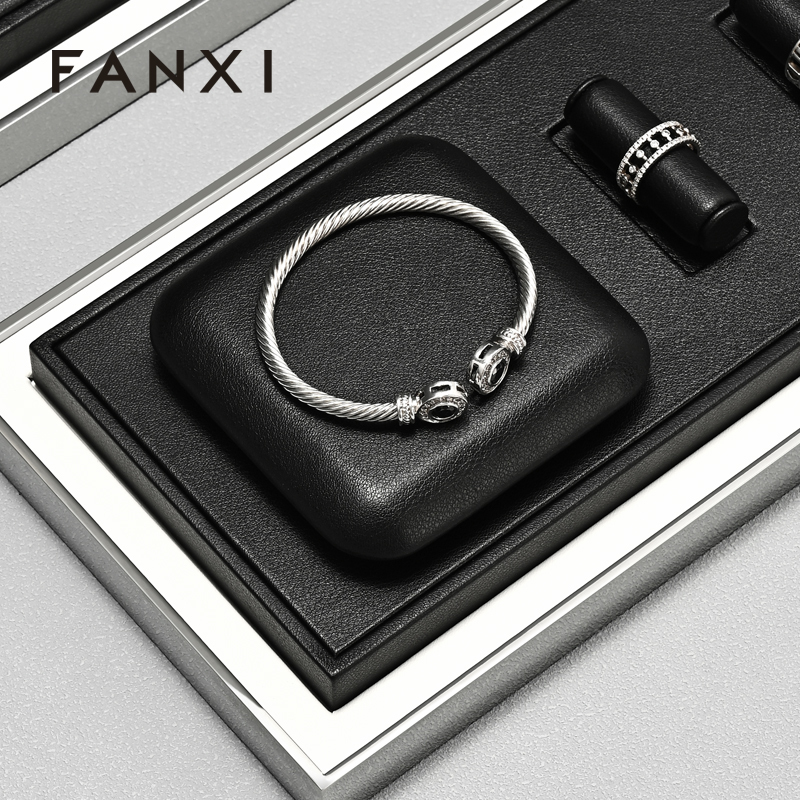FANXI Factory Black Leather Jewelry Display