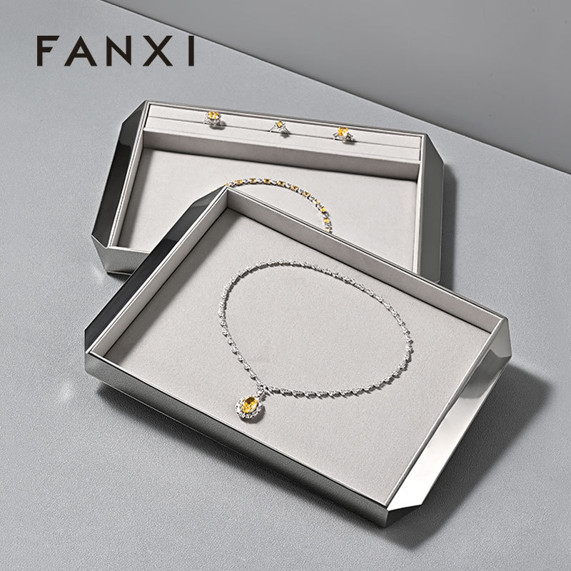FANXI Hot sale glossy silver metal Jewelry Display Plate