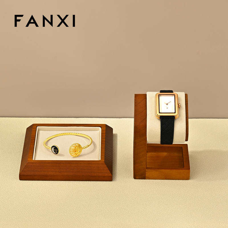 FANXI Luxury beige Woodeny Watch display stand