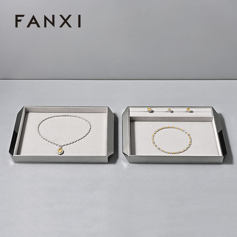 FANXI Hot sale glossy silver metal Jewelry Display Plate
