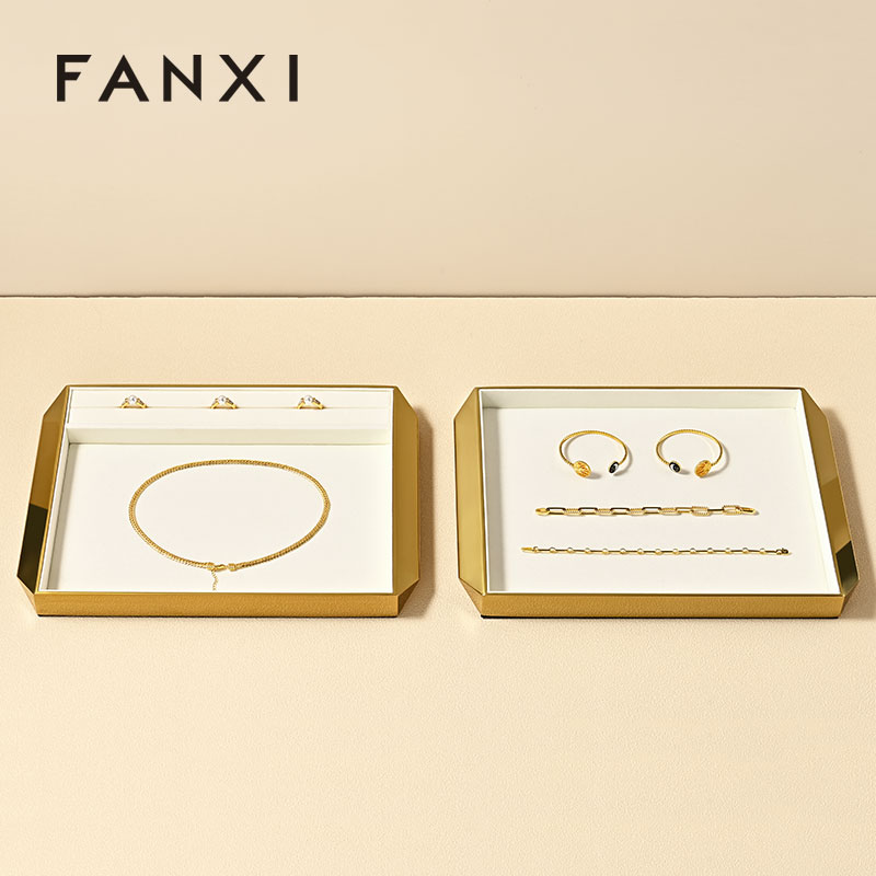 FANXI Hot sale shiny gold metal Jewelry Display Plate