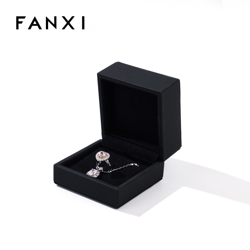 FANXI Custom black microfiber inside jewelry box