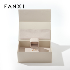 FANXI Custom beige leatherette paper jewelry box