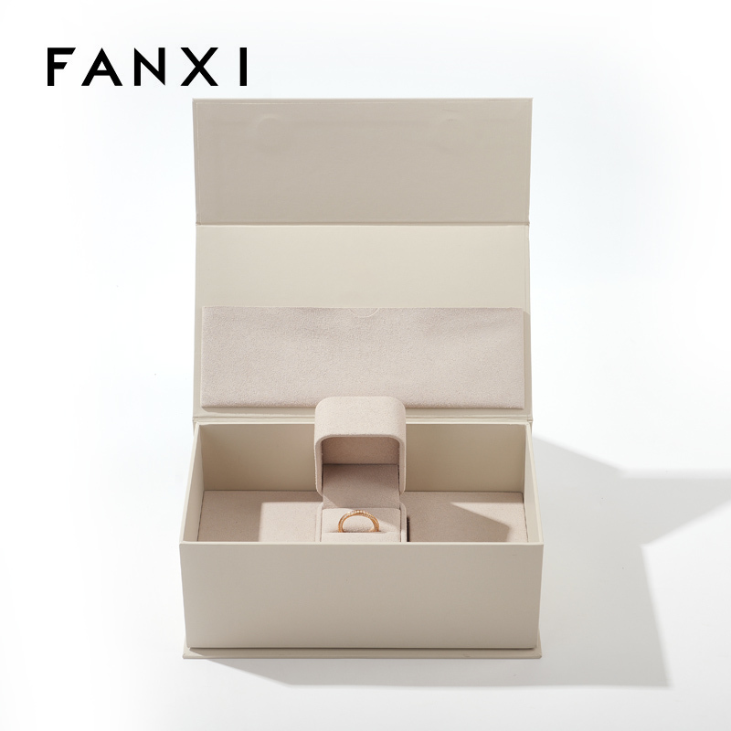FANXI Custom beige leatherette paper jewelry box