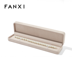 FANXI Custom light khaki microfiber jewelry box