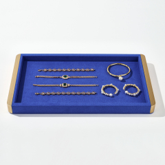 FANXI Custom blue wood microfiber jewelry tray