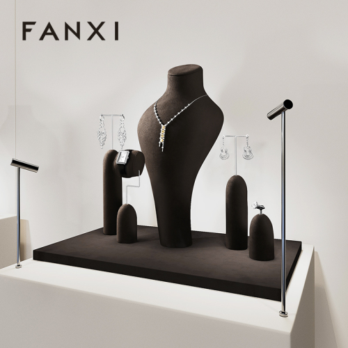 FANXI Hot sale Leather Coffee color Jewelry Combination Set