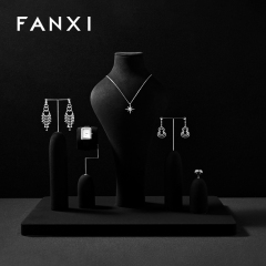 FANXI New arrival Black Microfiber Jewelry display set