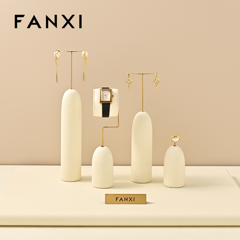 FANXI High end Beige Microfiber Jewelry display set